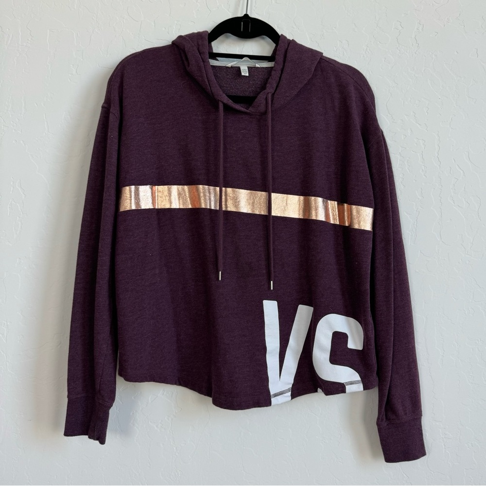 Victoria's Secret Maroon Hoodie with Rose Gold Stripe